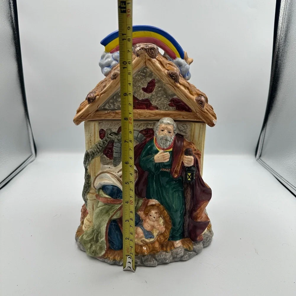 Vintage Mercuries China Nativity Scene Cookie‎ Jar Holy Family Religious Decor